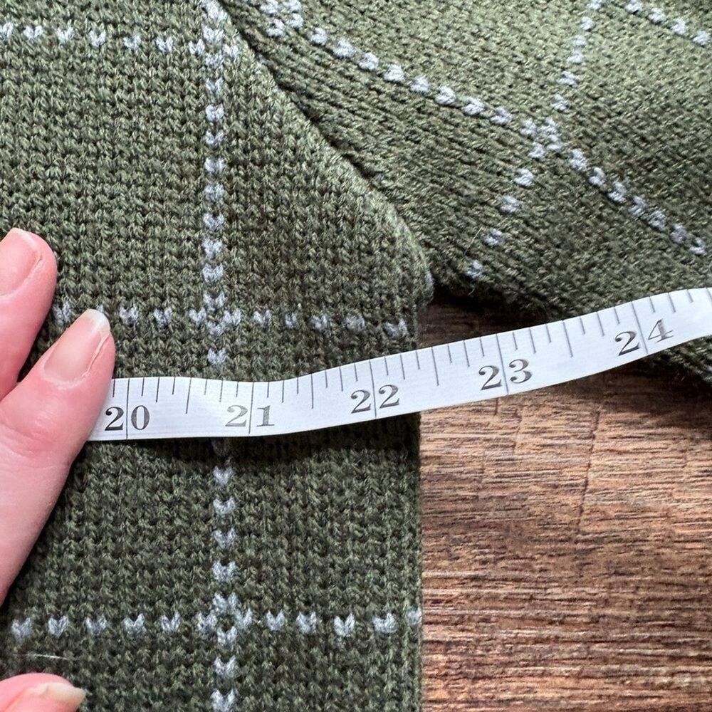 Anthropologie green window pane long line open cardigan sweater Oliver by Escio - Picture 10 of 15